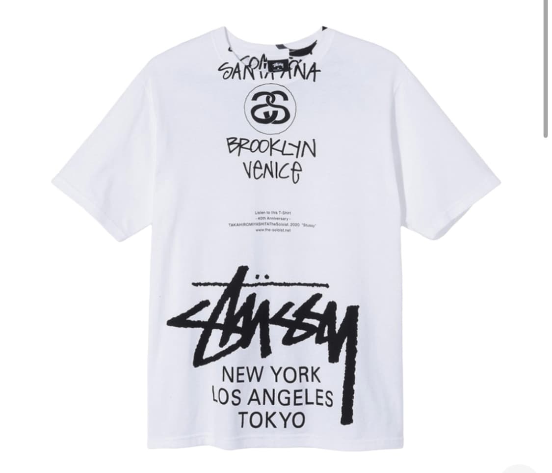[L] 스투시 솔로이스트 월드투어 40주년 반팔 티셔츠 화이트 상품이미지1