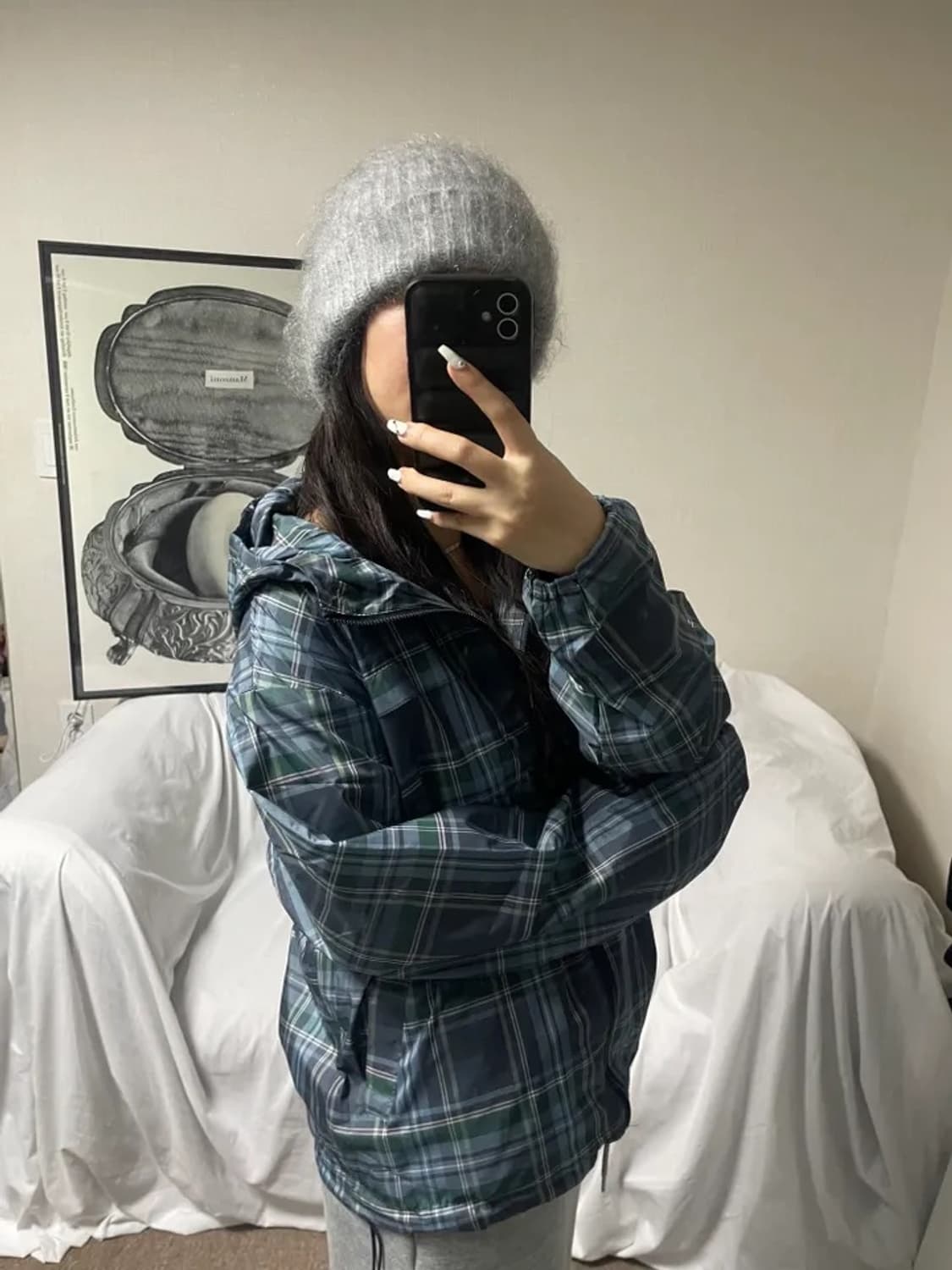 체크 후드 바람막이 점퍼 상품이미지2