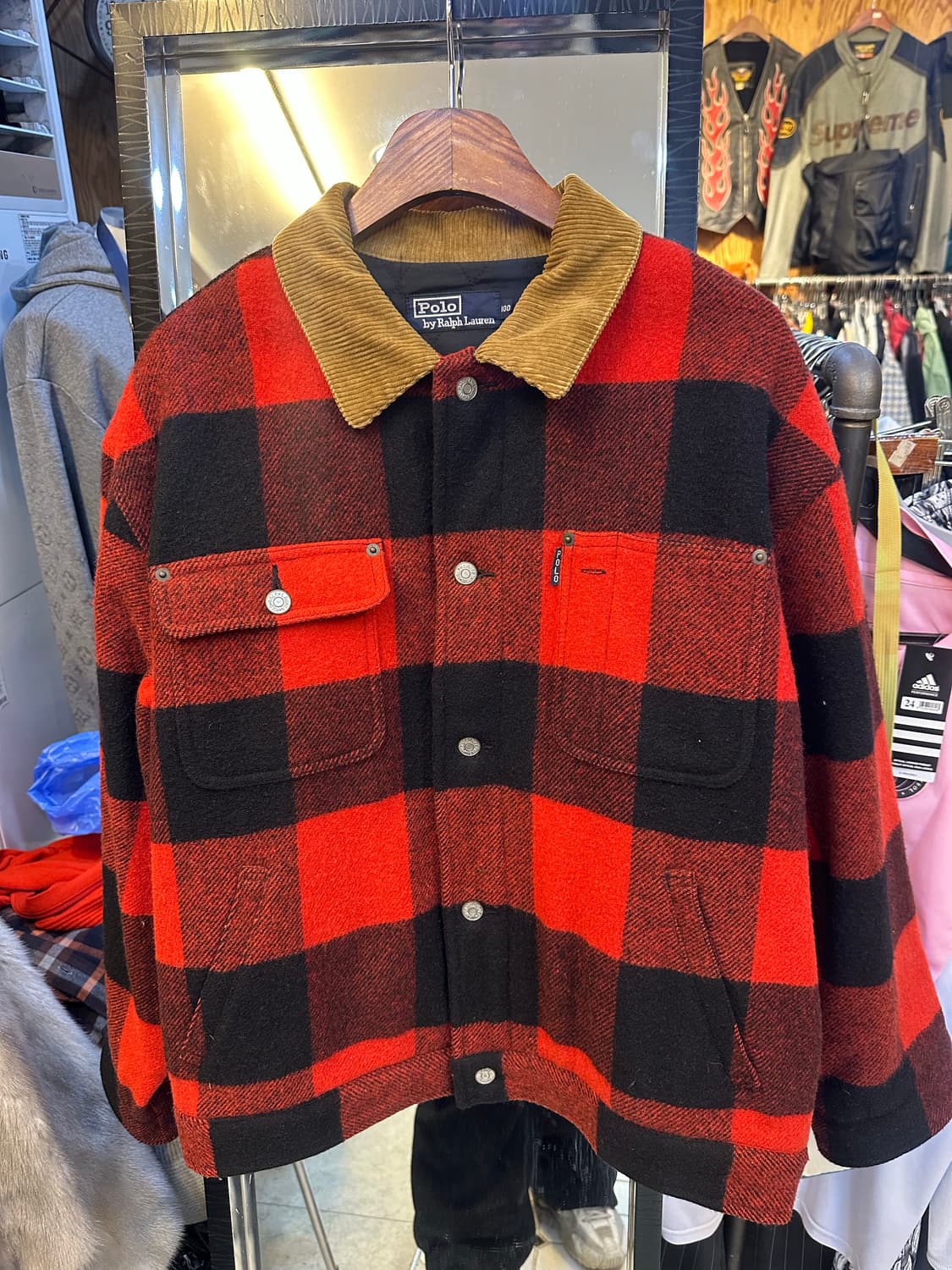 폴로 랄프로렌 레드 블랙 체크 자켓 상품이미지1