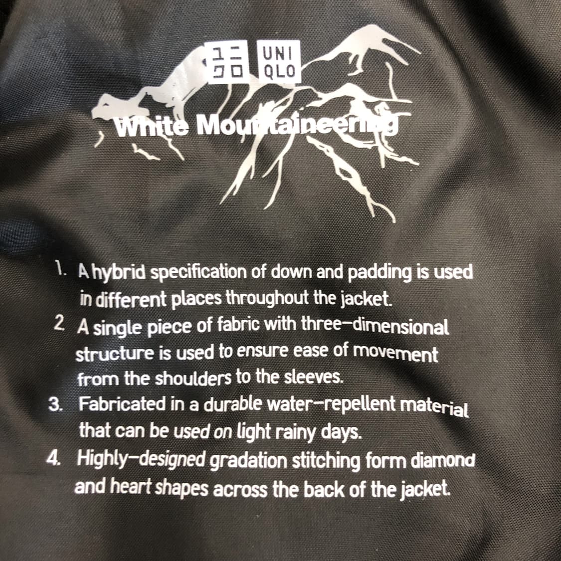 유니클로 화이트마운티니어링 리사이클드 하이브리드 다운자켓 XXL  상품이미지6