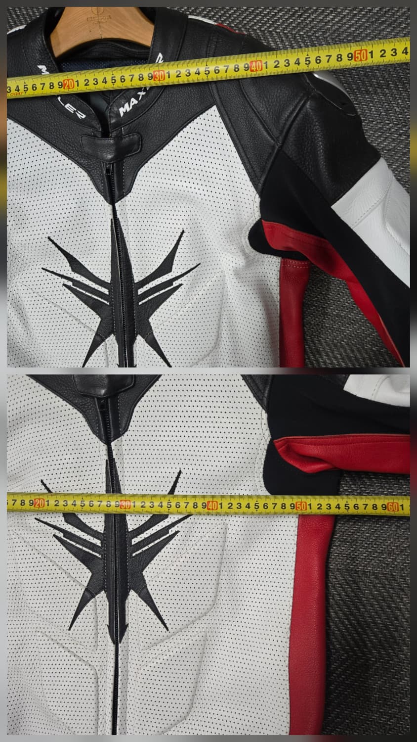 맥슬러 MAXLER 레이싱 가죽 슈트 블랙/화이트/레드 2XL 상품이미지8