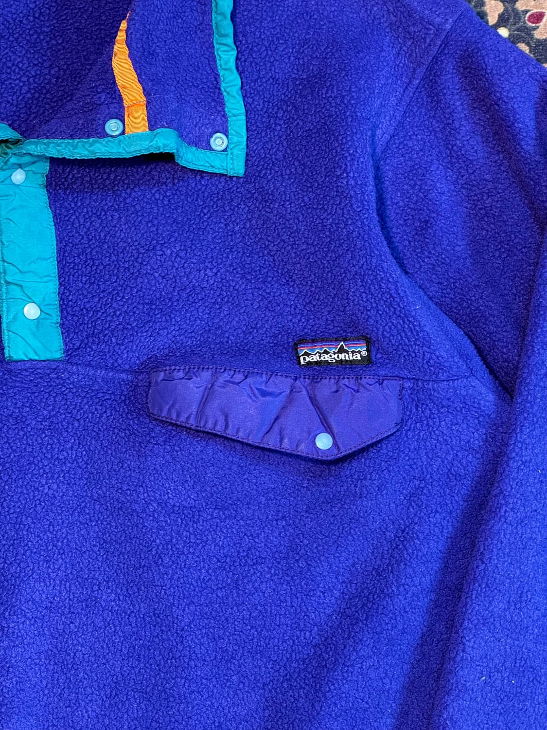 90s 파타고니아 신칠라 스냅티 로얄블루 틸그린 상품이미지3