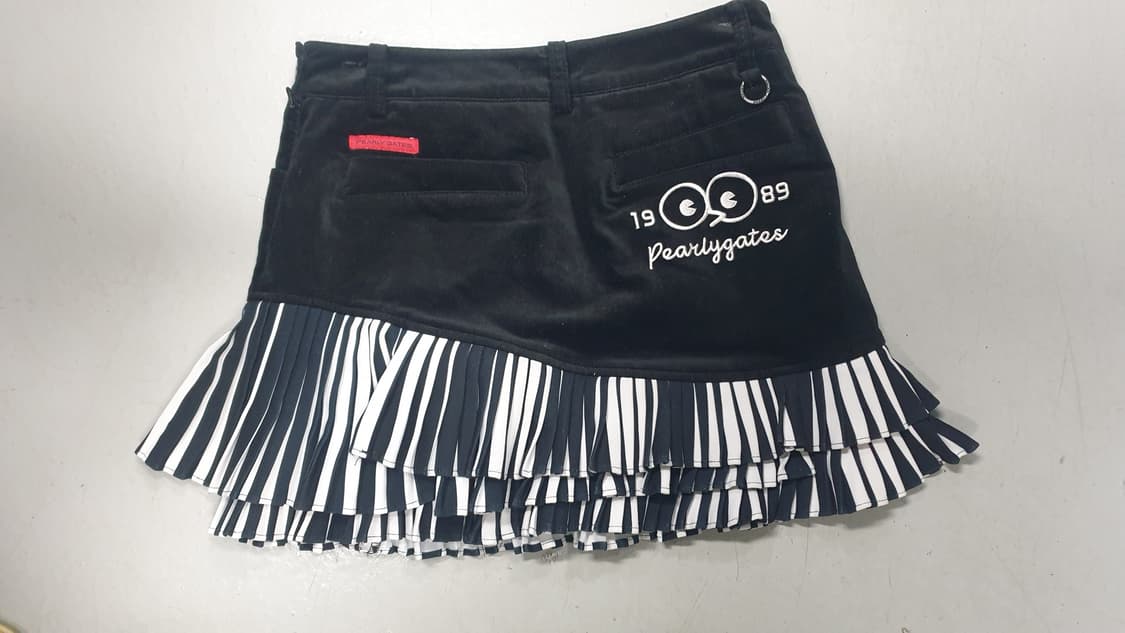 파리게이츠 블랙 벨벳 스트라이프 프릴치마0사이즈 상품이미지1