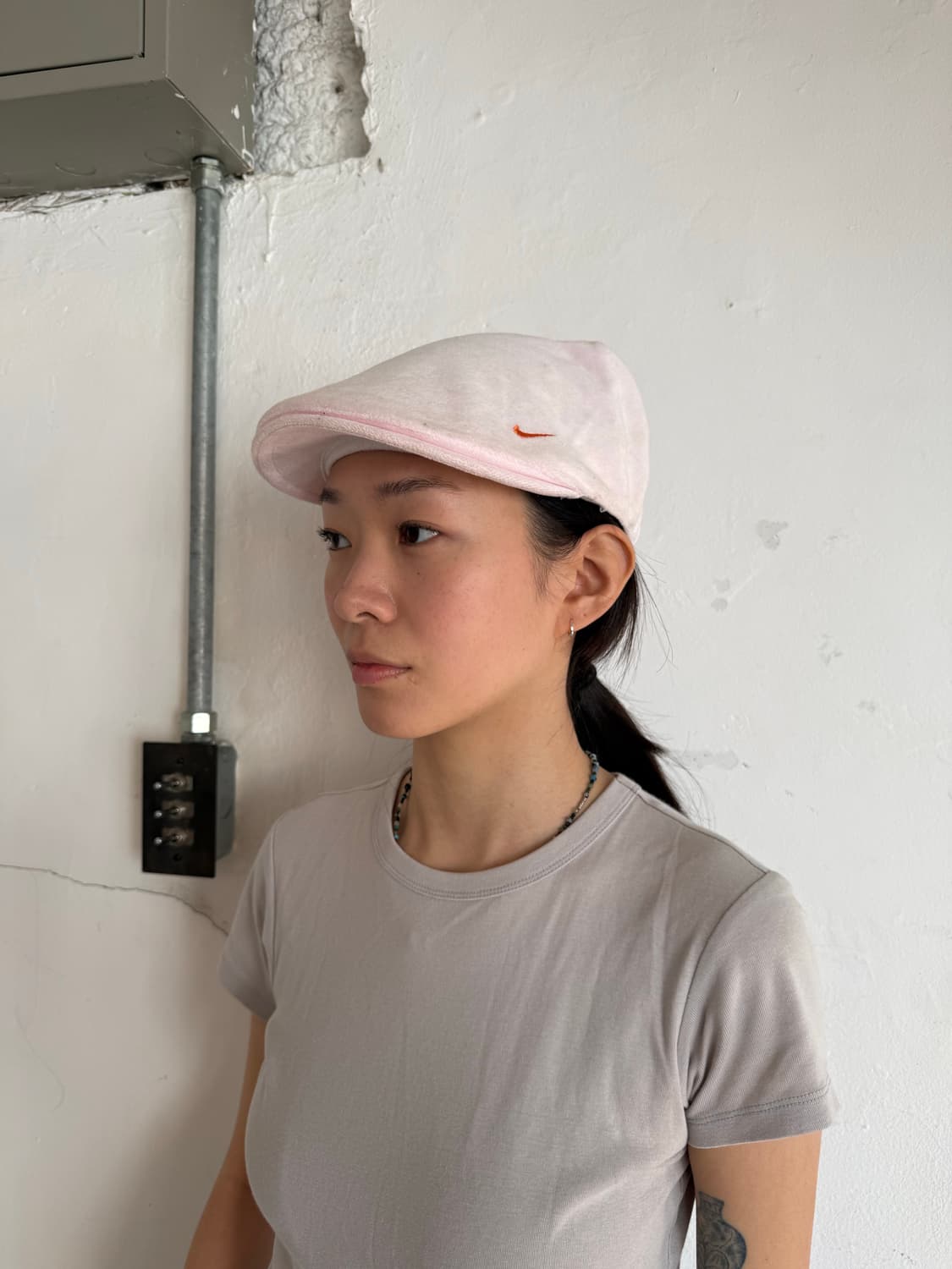 레어 나이키 테리원단 뉴스보이캡 연핑크 상품이미지1