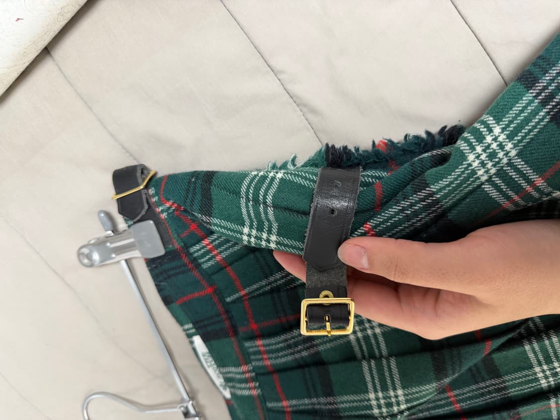 그린 체크 펑크 미디 플리츠 스커트 상품이미지2