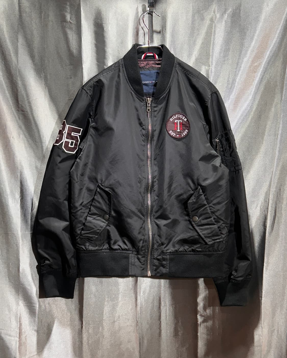 M 타미힐피거 빅로고 패치 블랙 나일론 블루종 상품이미지3