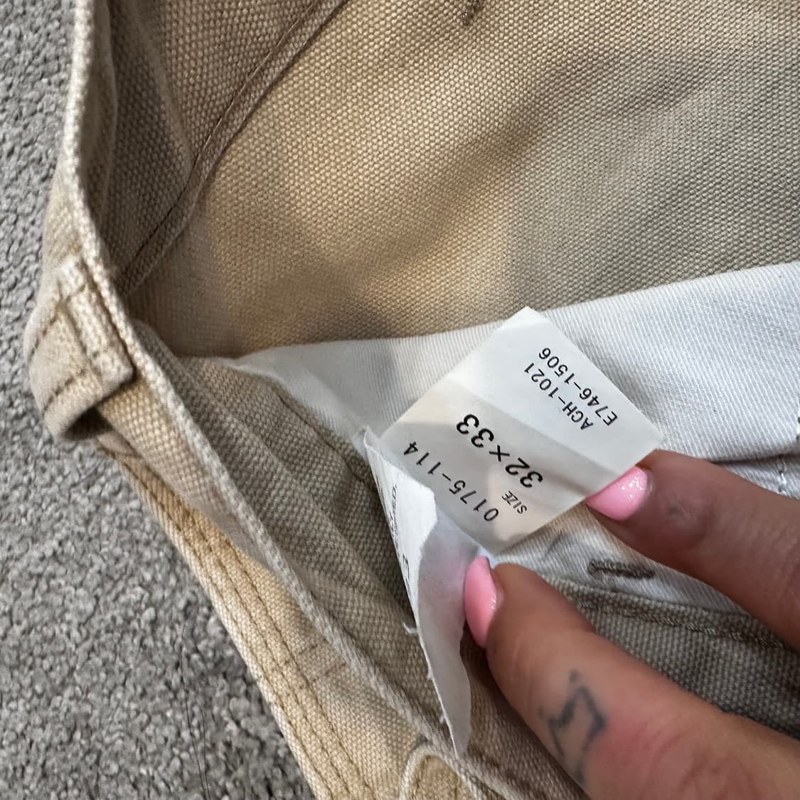 칼하트 베이지 코튼 워크 팬츠(32) 상품이미지8