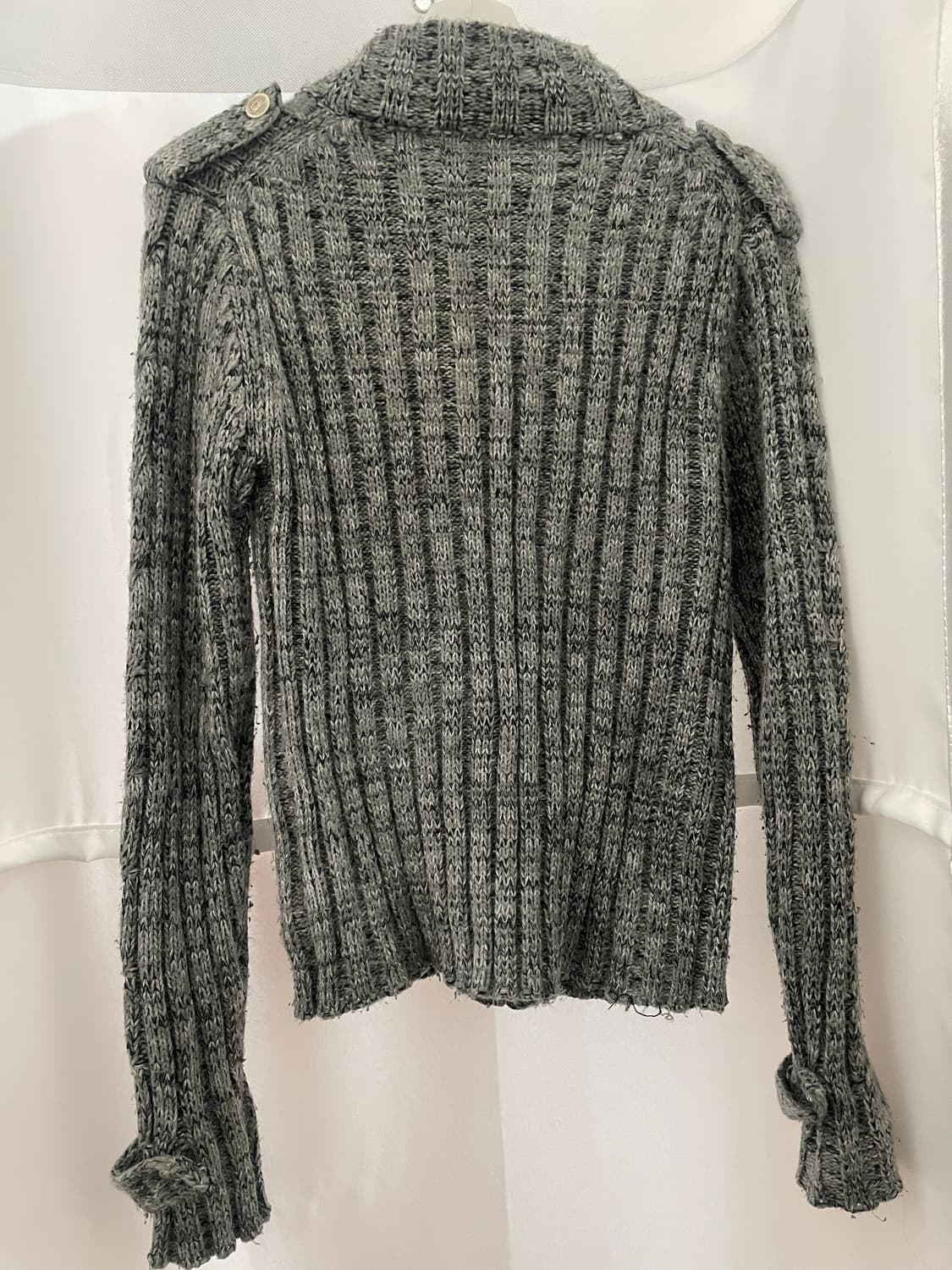 그레이 멜란지 집업 포켓 니트 자켓 상품이미지2