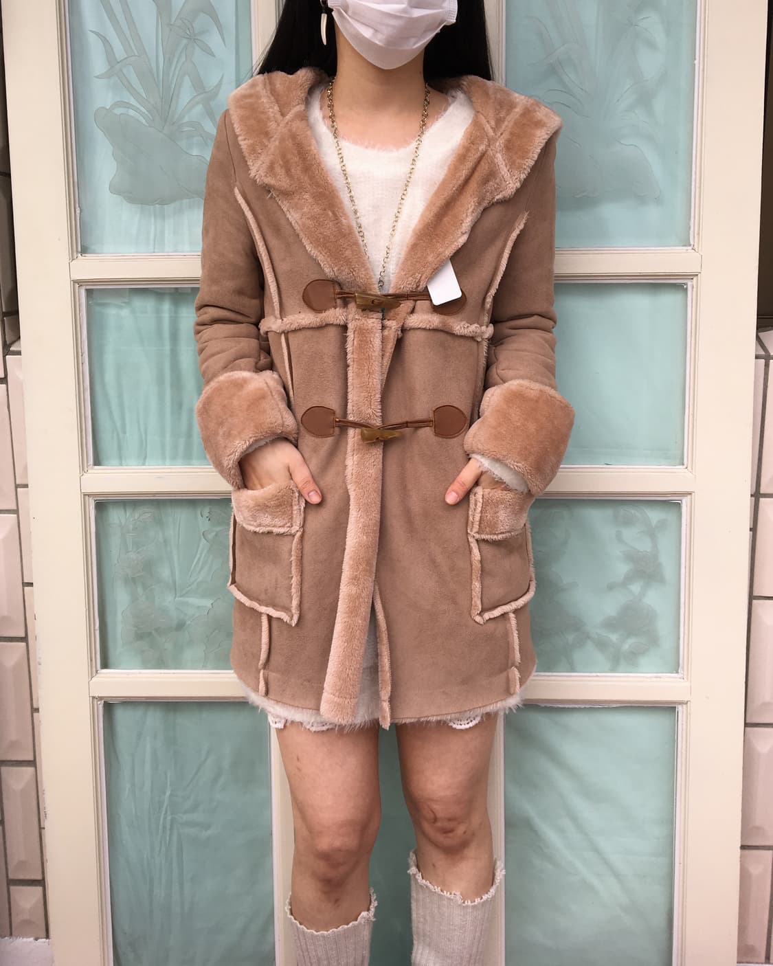 Fake fur duffle button hood coat 상품이미지8