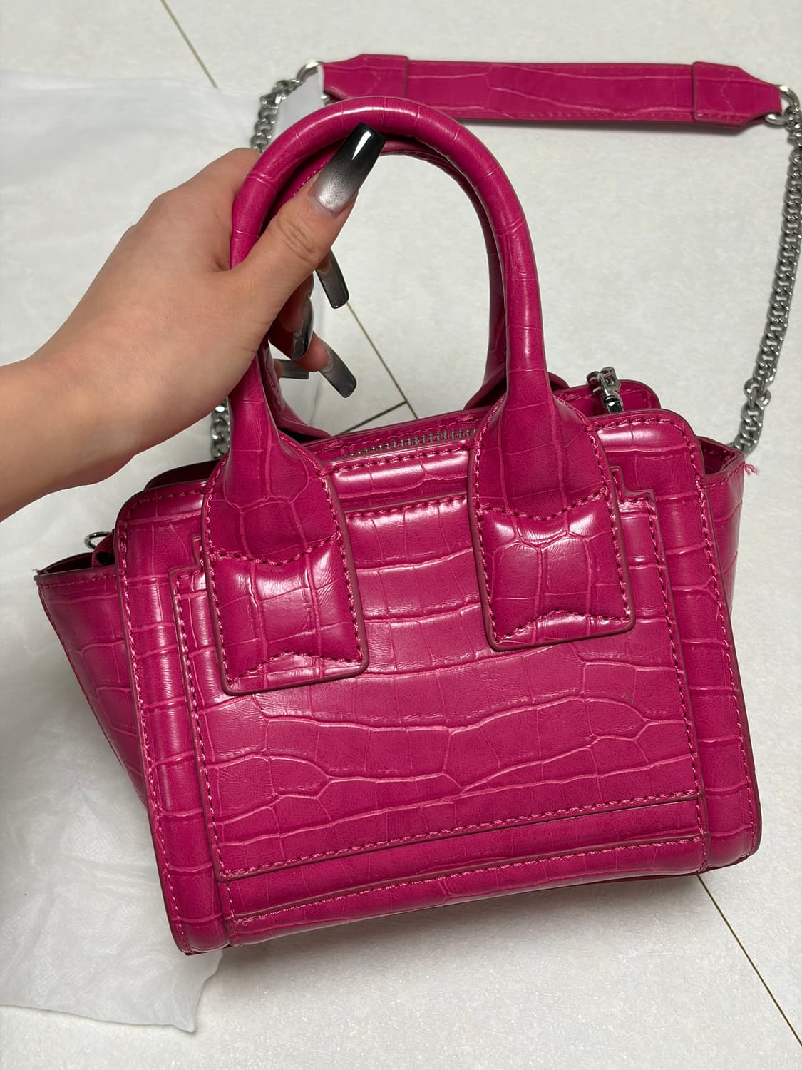 자라 미니 크로크 엠보싱 숄더백 핑크 상품이미지2