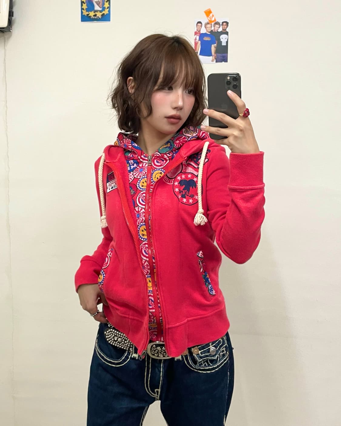 American Flag Double Red Hooded Zip-Up 상품이미지1