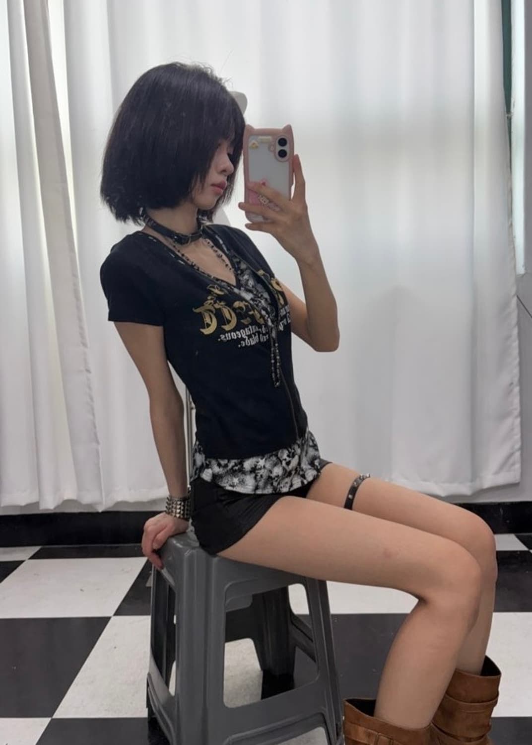 🎸스컬 프린팅 디테일 블랙 티셔츠🎸 상품이미지5