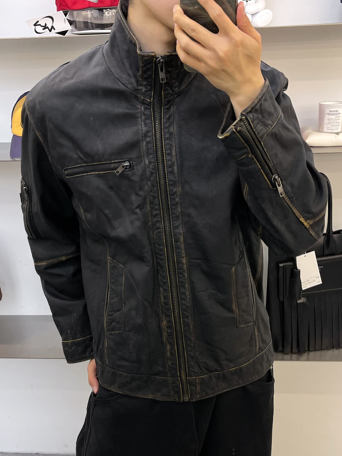 Tarocash 러스티 레더 집 자켓 상품이미지1
