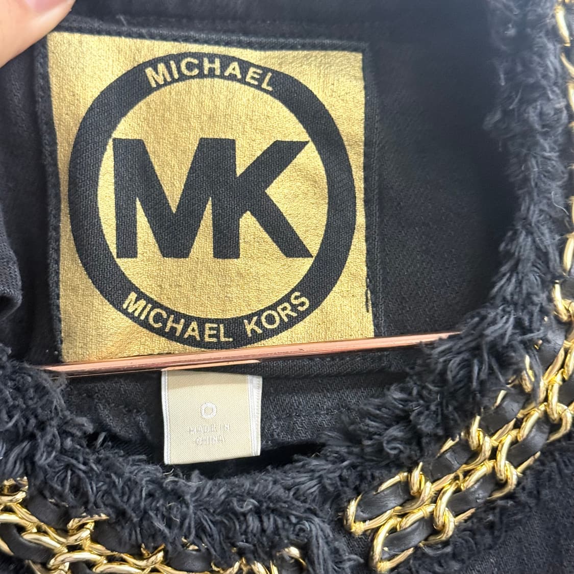 마이클코어스 블랙 체인 금장 트위드 데님 자켓 (XS) 상품이미지2