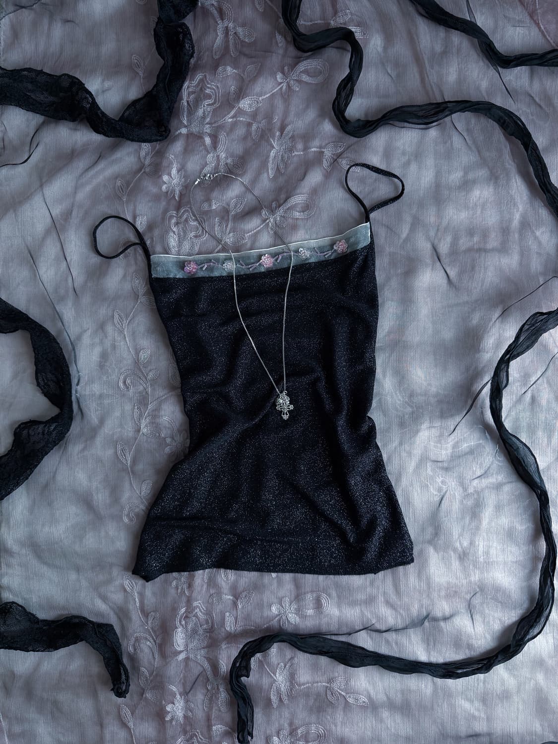 Floral Beaded Glitter Sleeveless 0181 상품이미지1