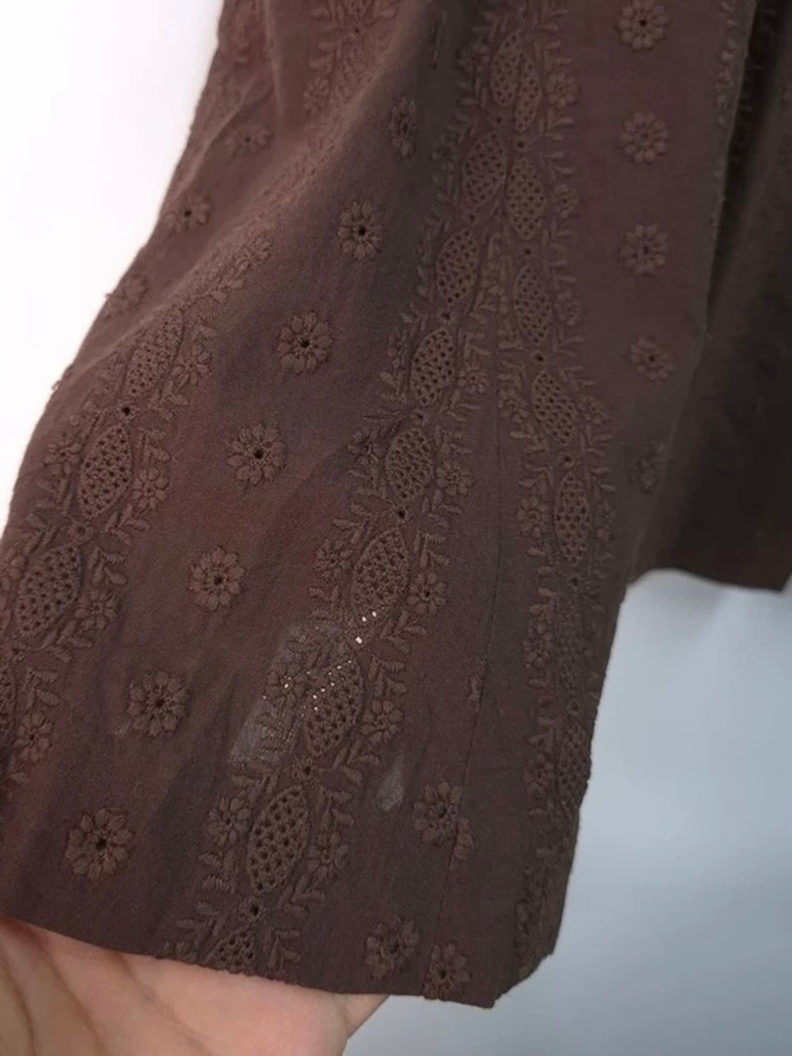 빈티지 플라워 자수 코튼 미디 스커트 상품이미지2