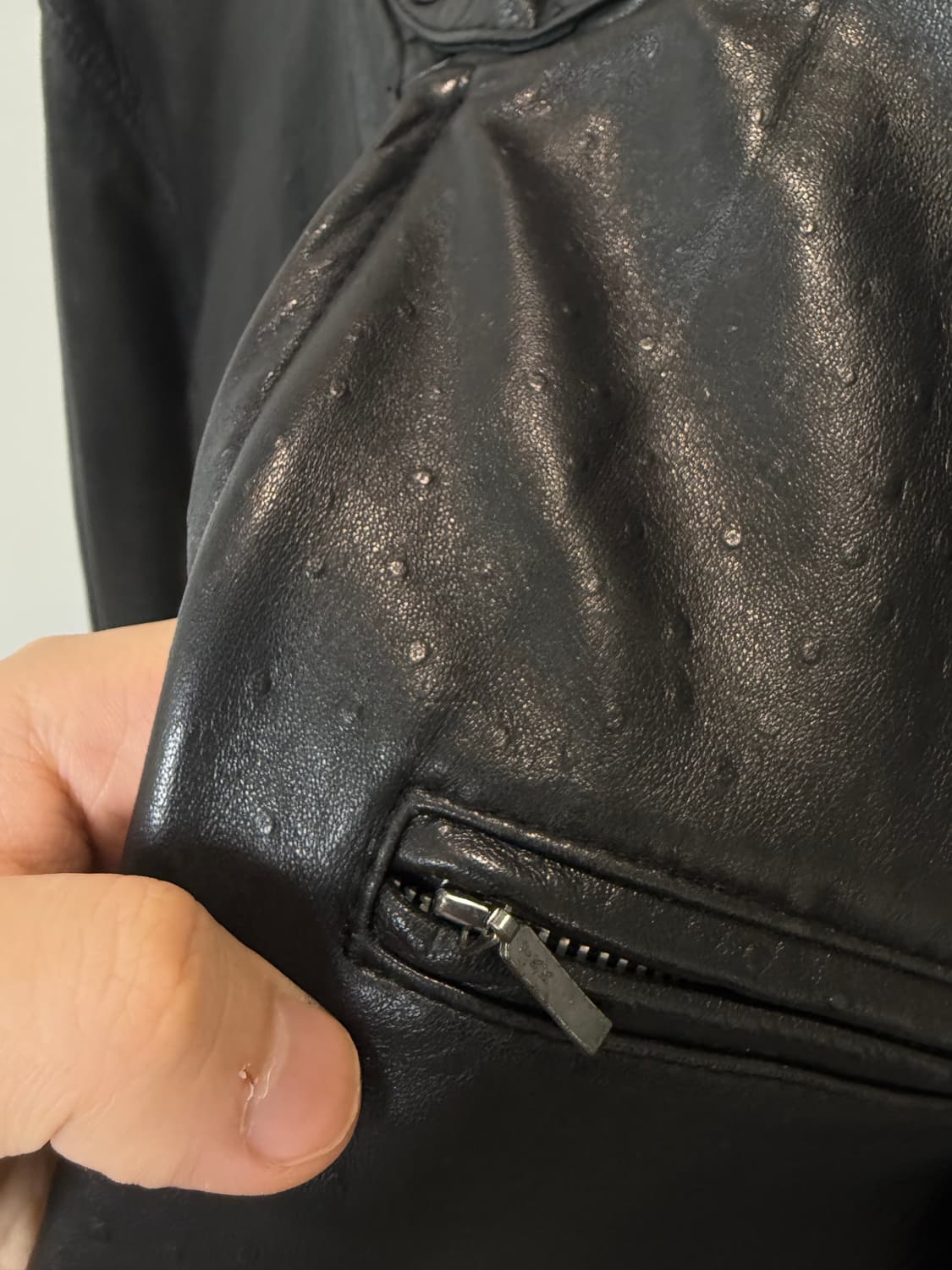 (M) cowoo 싱글라이더 도트패턴 램스킨 양가죽 자켓 상품이미지3