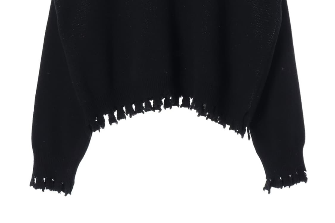 아임낫어휴먼비잉 한문 자수 데미지 램스울 니트 상품이미지4