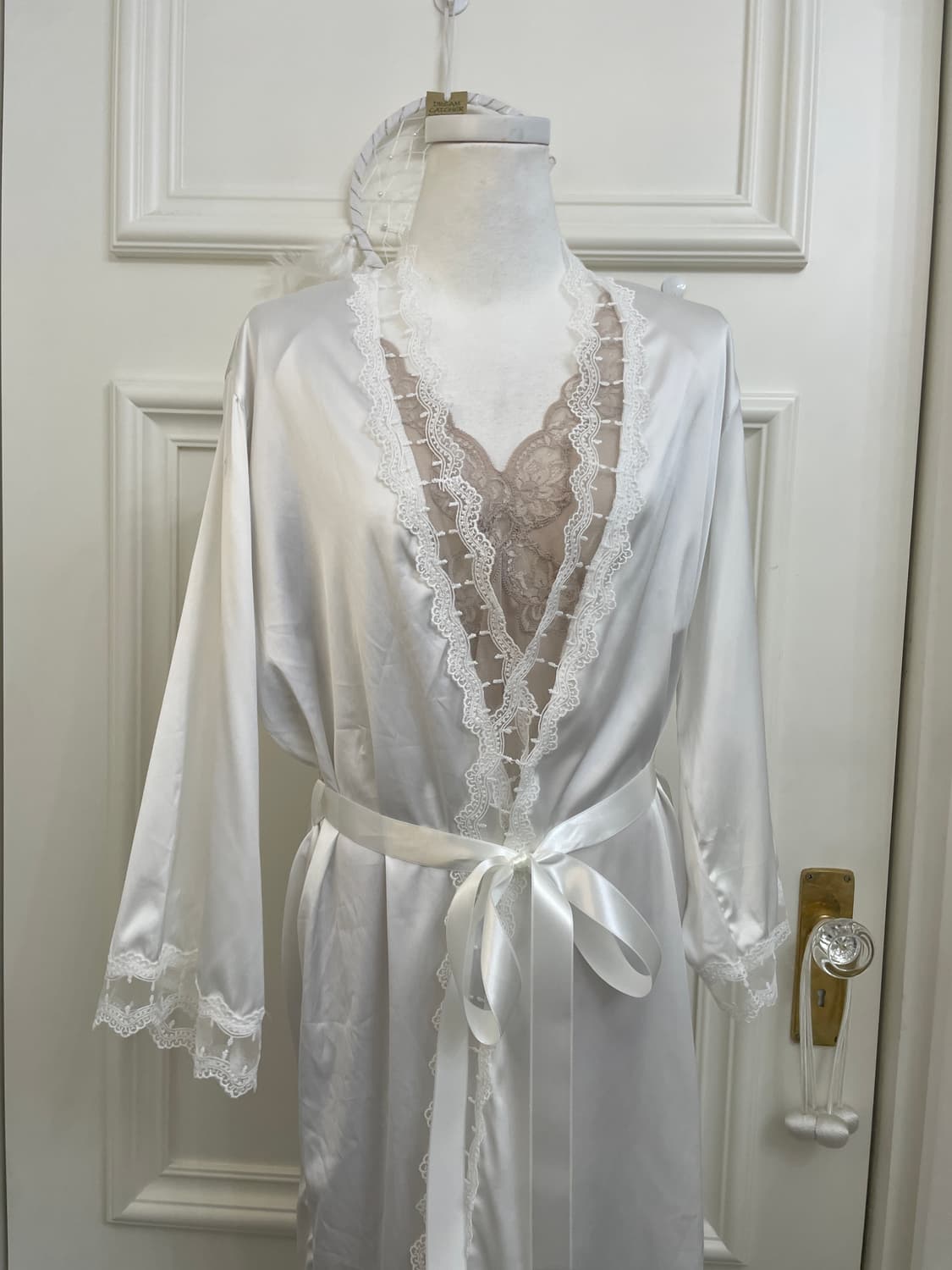 white lace bow satin gown 상품이미지5