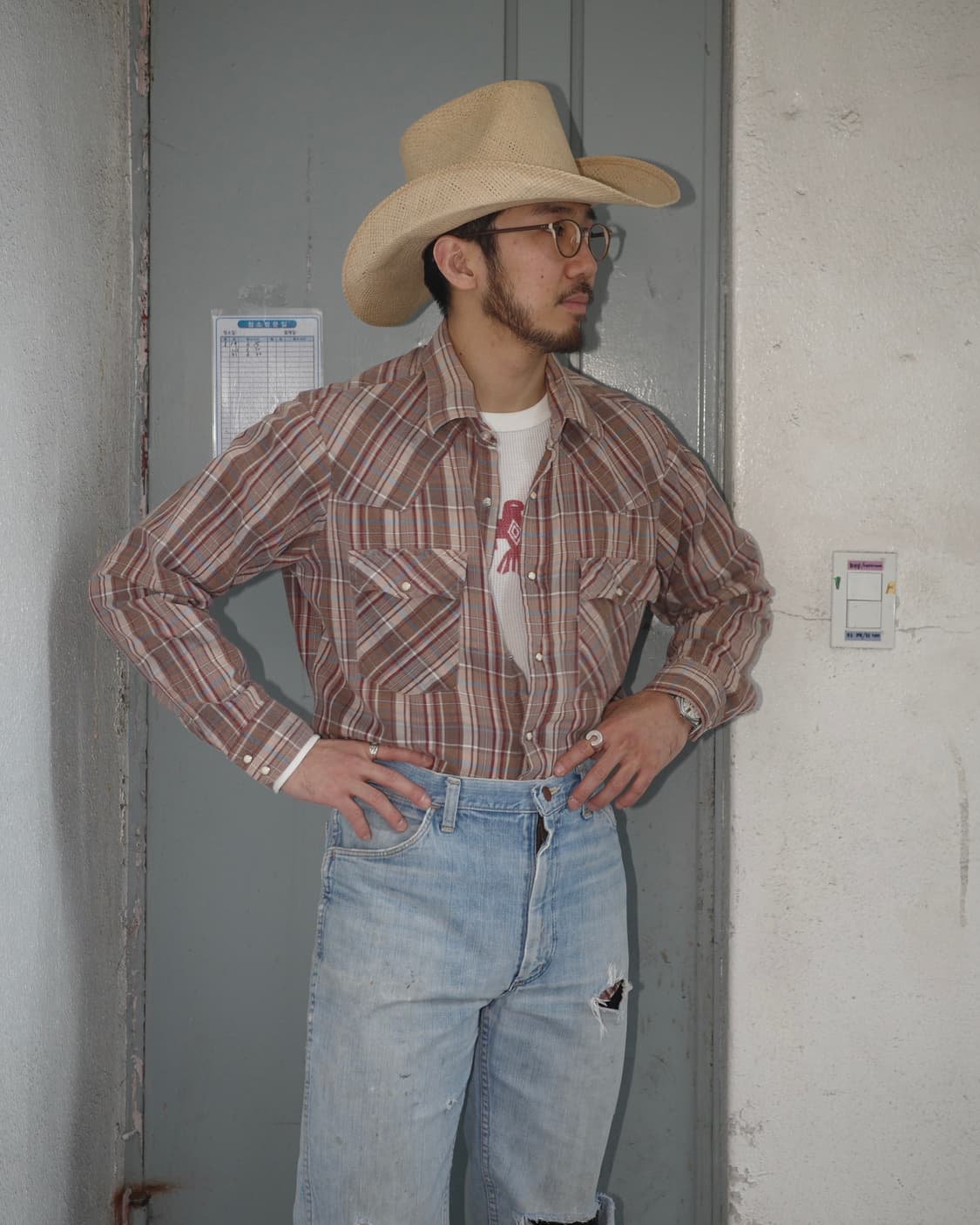 70s Levi’s 체크 플란넬 웨스턴 셔츠 상품이미지7