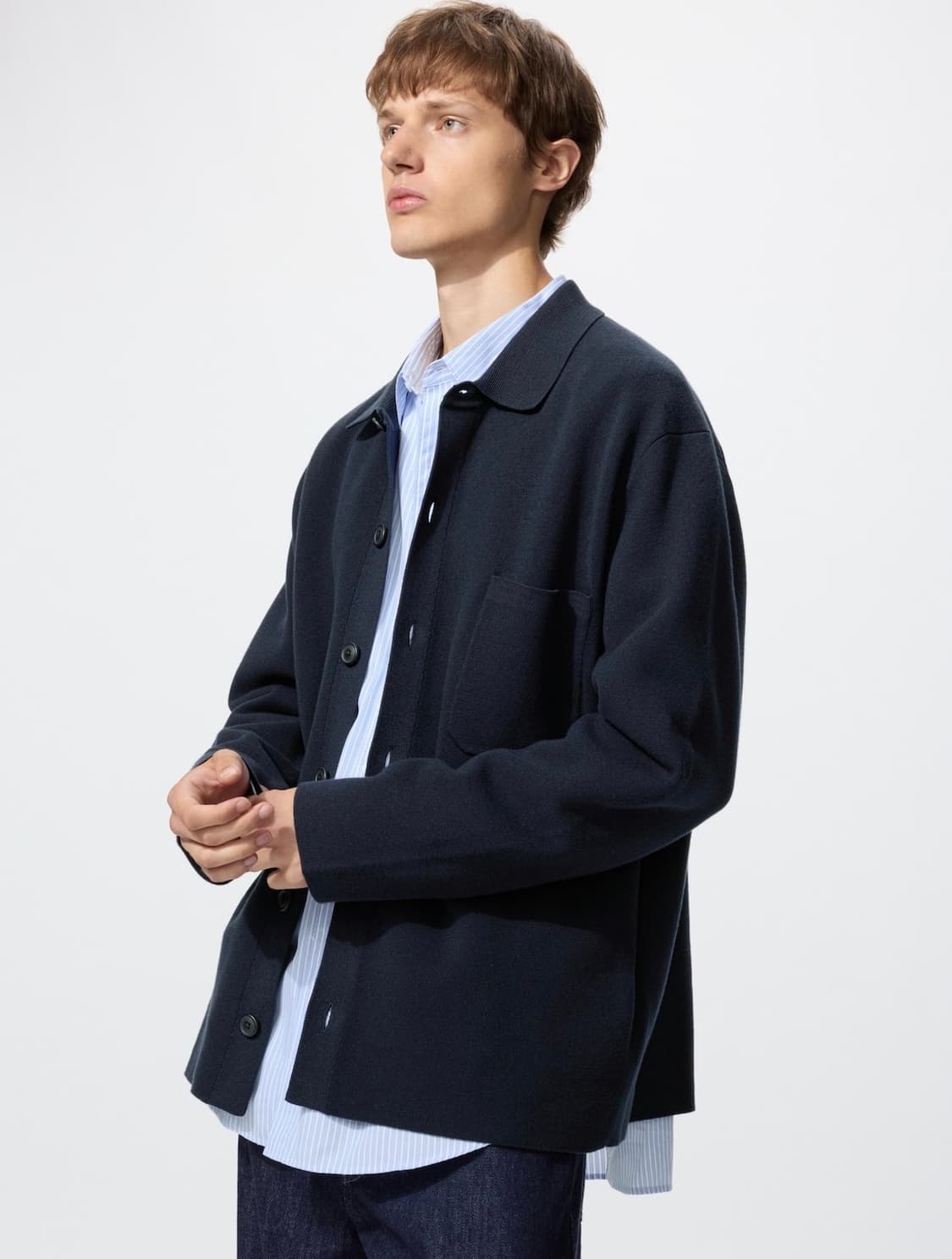 (S) 유니클로 25fw 밀라노립셔츠칼라가디건 상품이미지4
