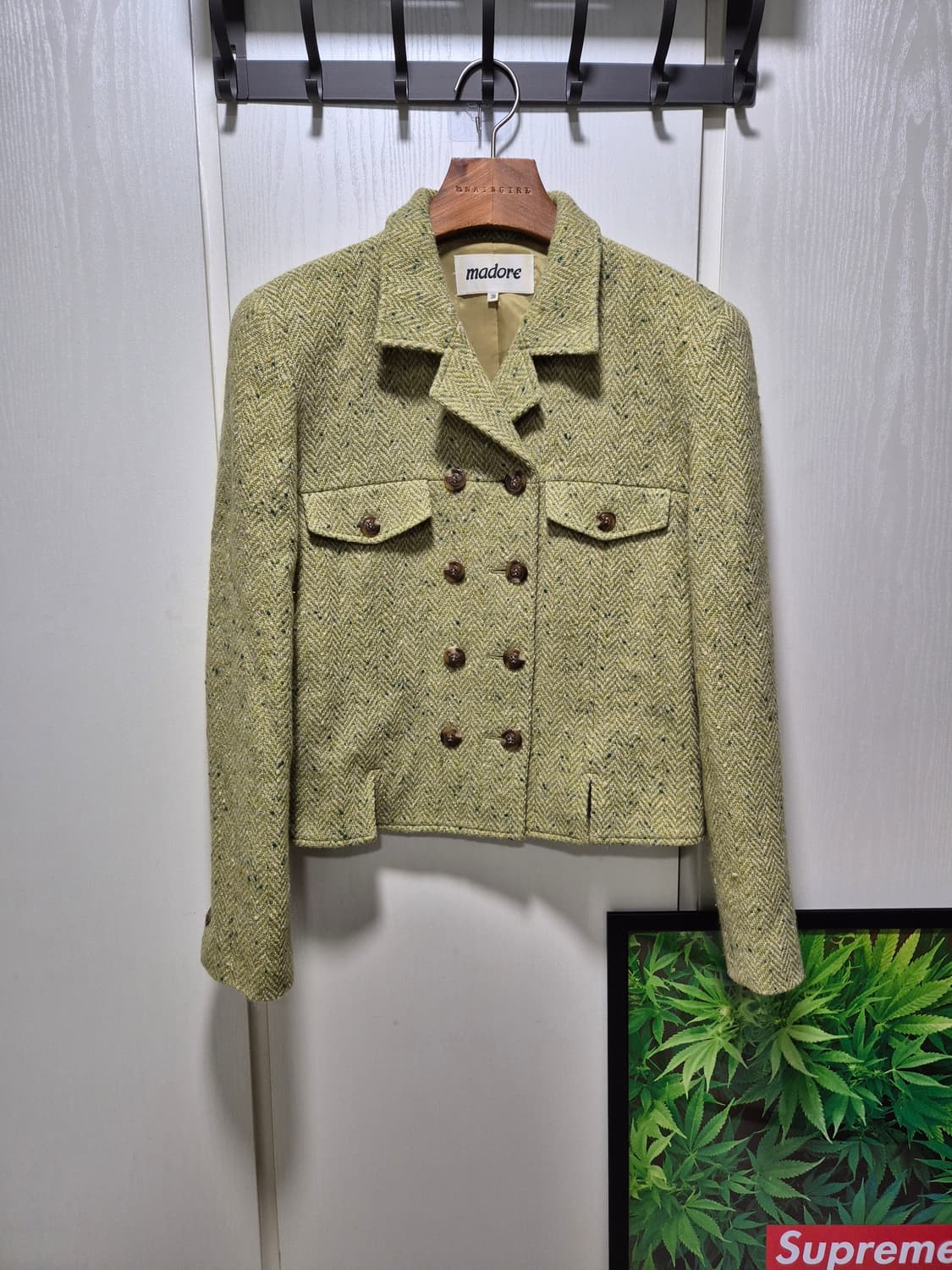 (세일)JPN빈티지.madore 트위드 셋트 올리브 상품이미지2