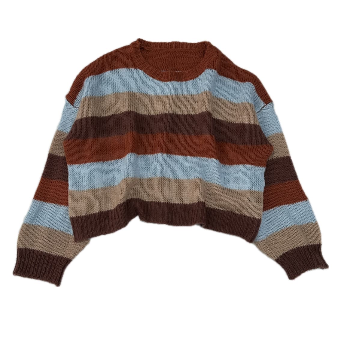 하구미 그런지 가을 겨울 오버핏 니트 히피 단가라 벌룬  크롭  상품이미지2