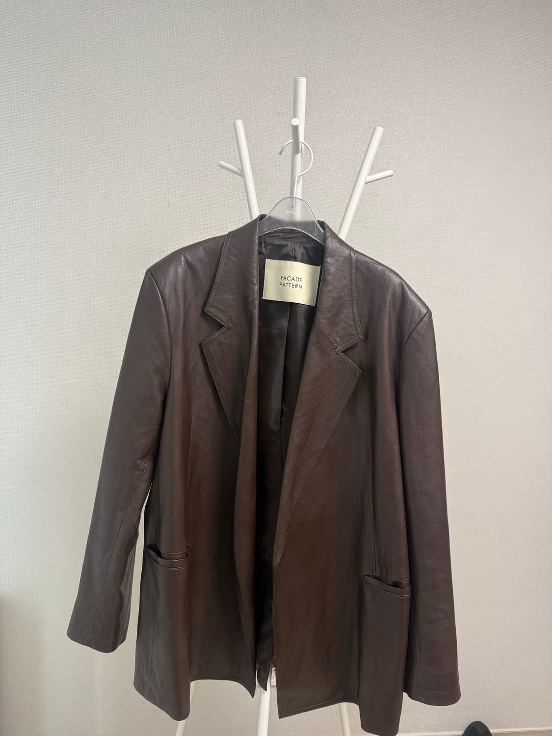 파사드패턴 오버핏 레더 자켓 브라운 M 상품이미지4