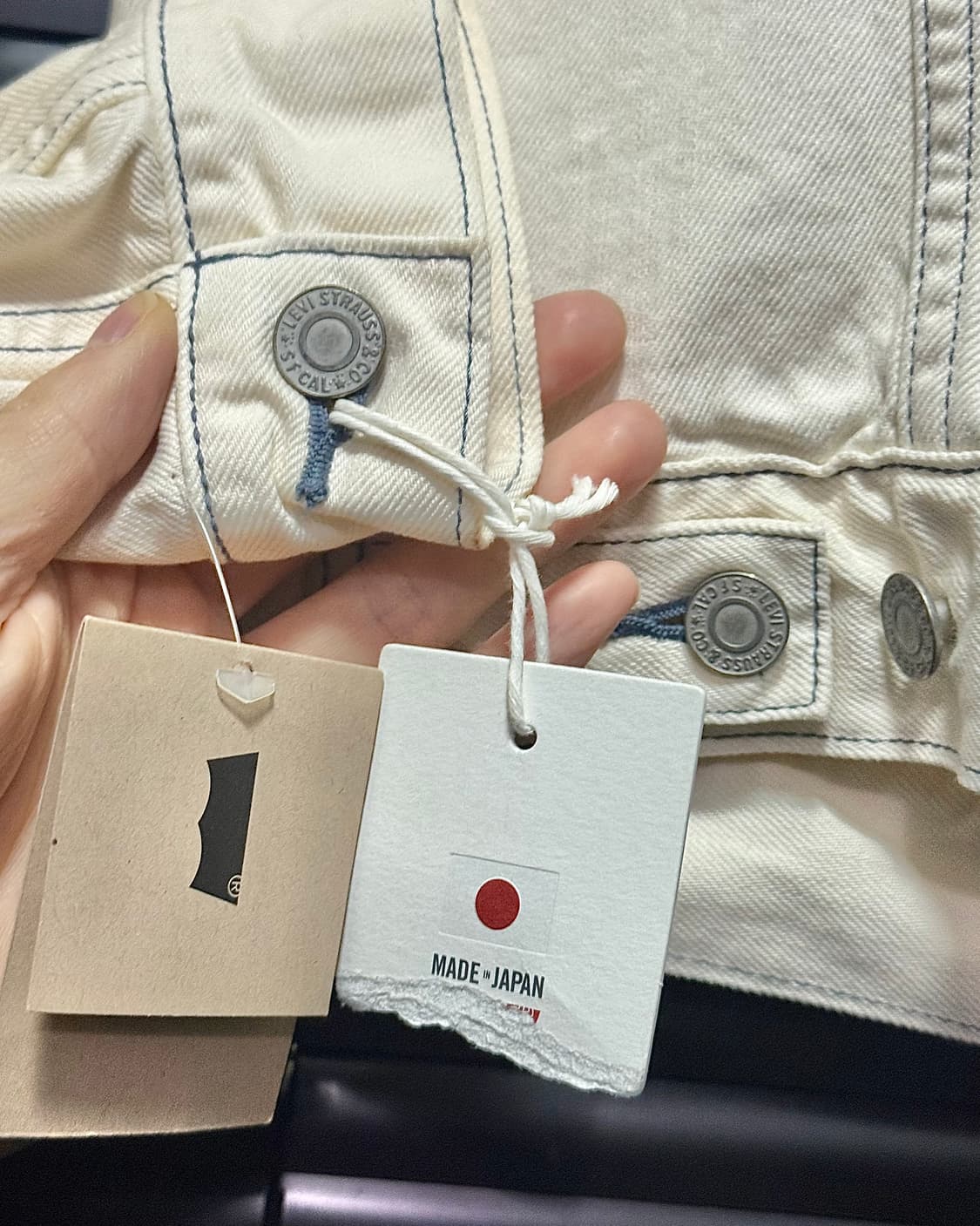 리바이스 화이트 흰색 데님 트러커 청 자켓 M 95 캘리포니아 독수리 상품이미지5