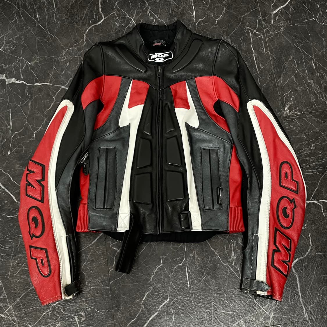 MQP 소가죽 패치워크 레이싱 자켓 상품이미지5