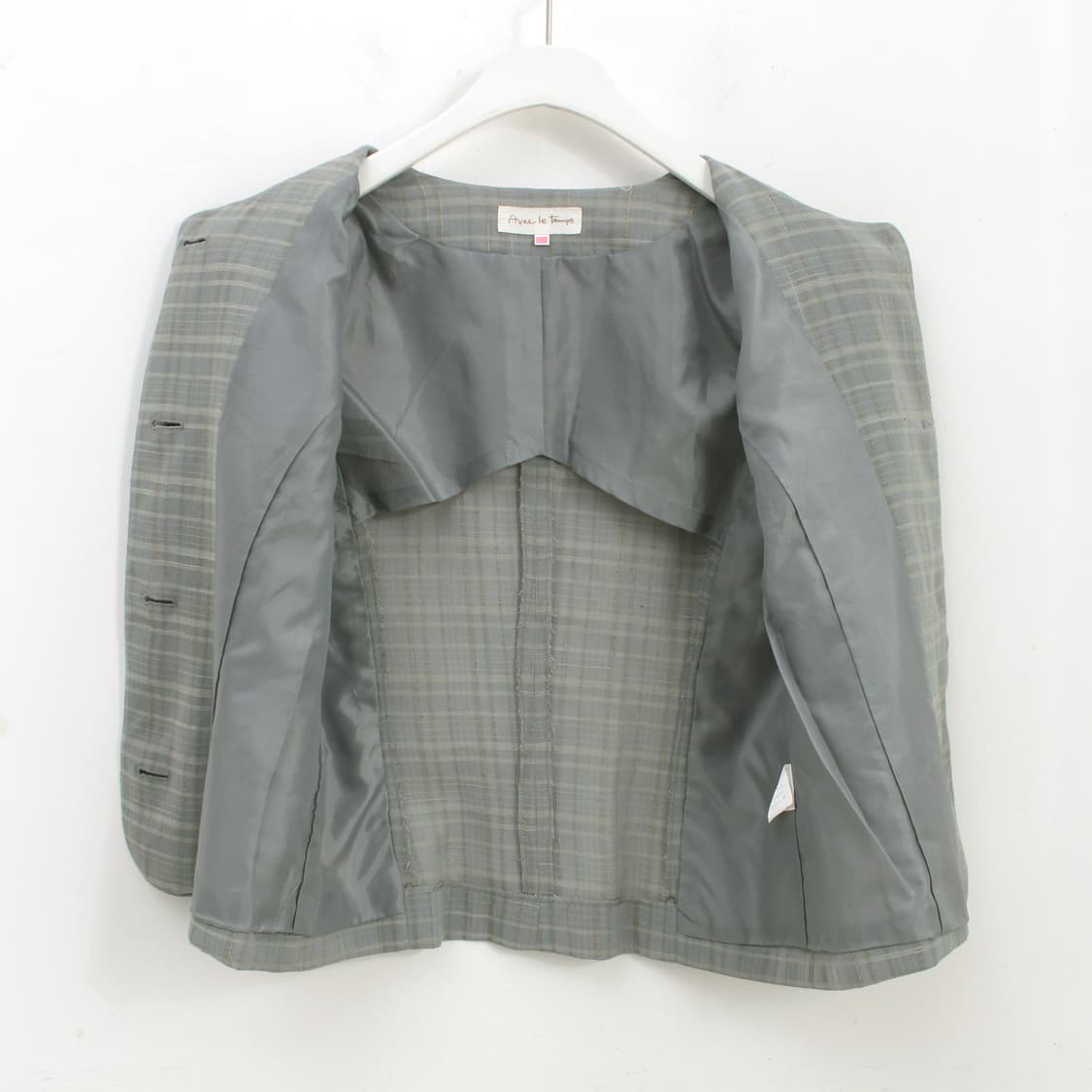 일본 빈티지 체크 인견 반팔 여름 자켓 상품이미지5