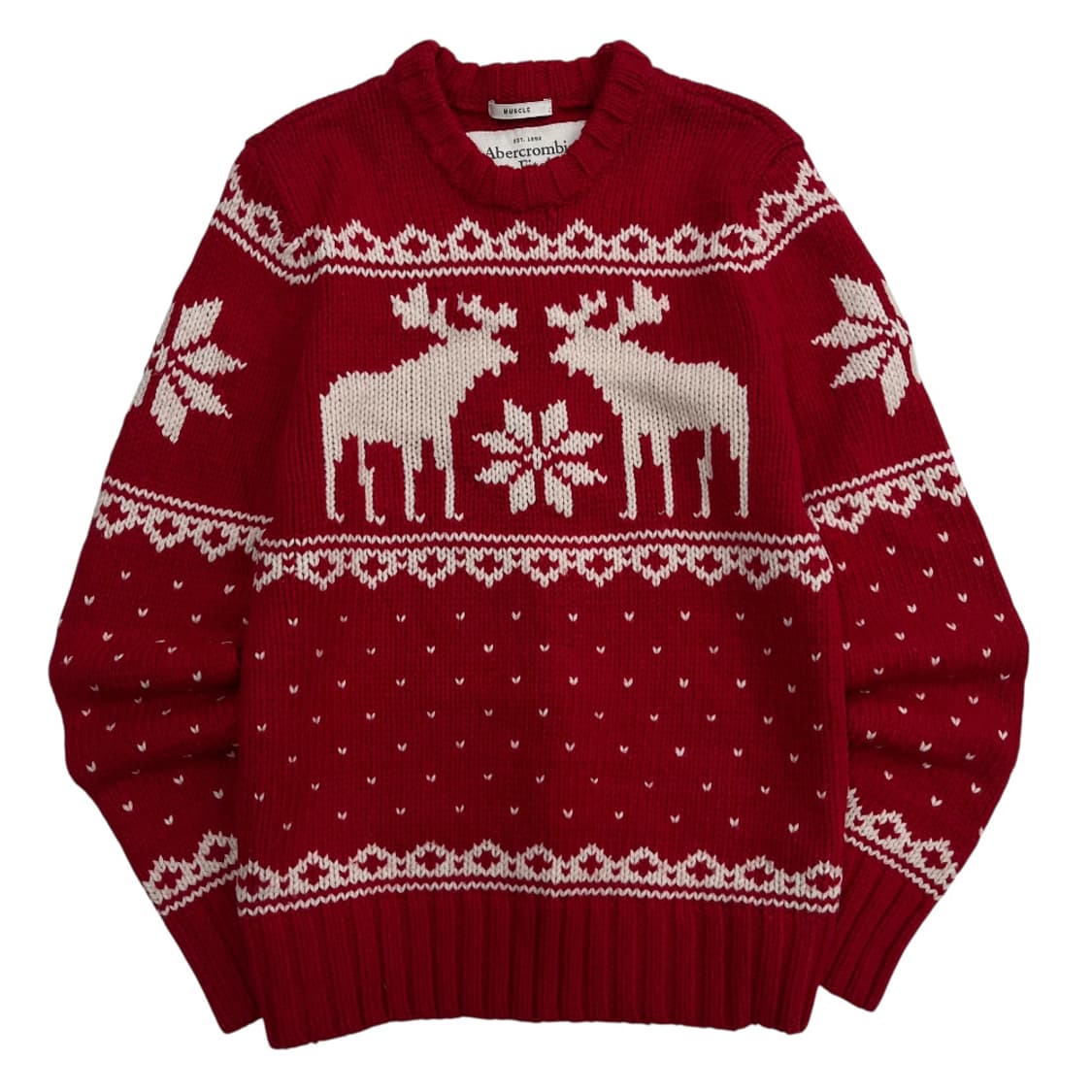 아베크롬비 하트패턴 크리스마스 레드니트 S 상품이미지2