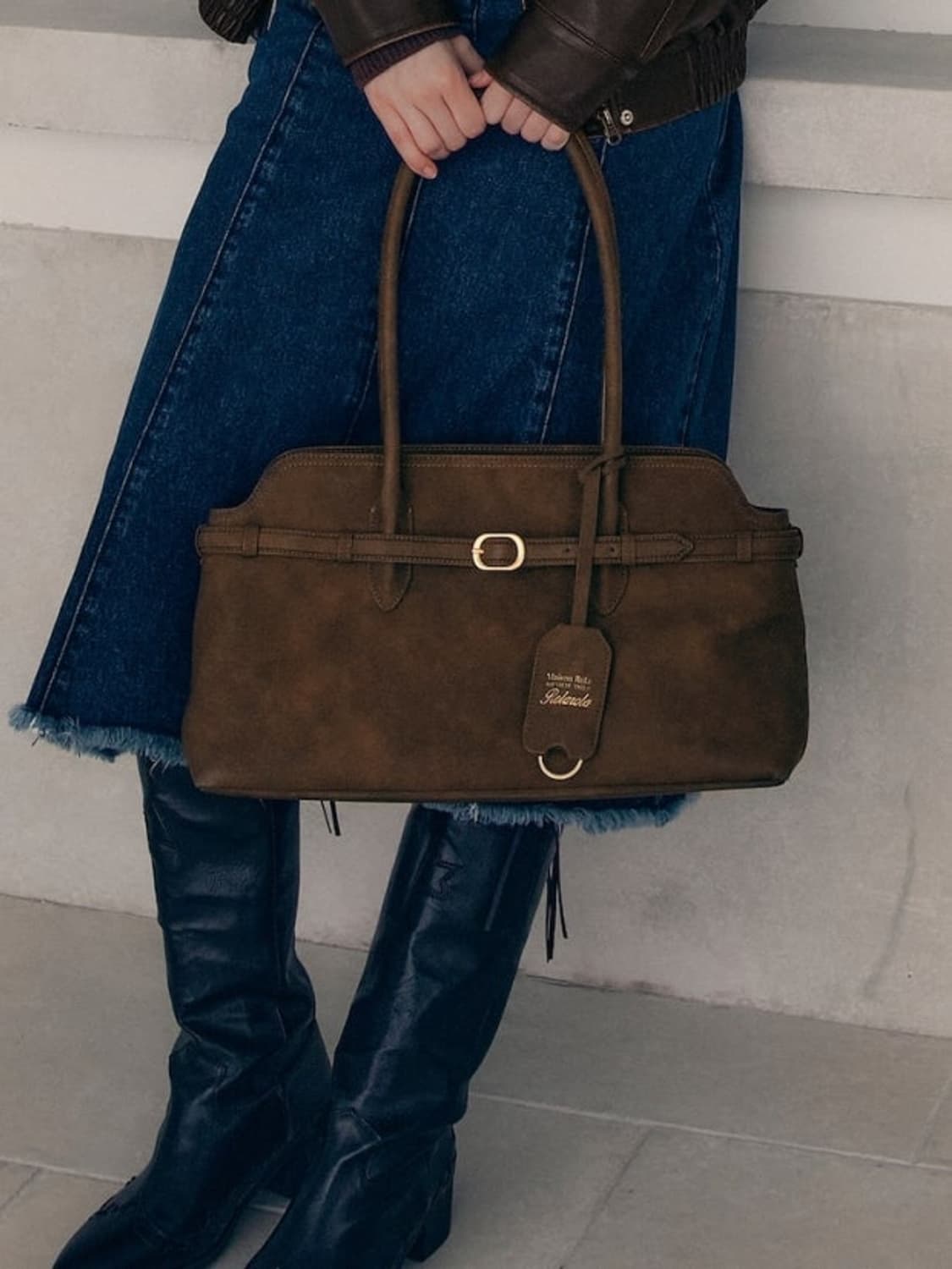 로라로라 buckle tote bag brown 상품이미지1