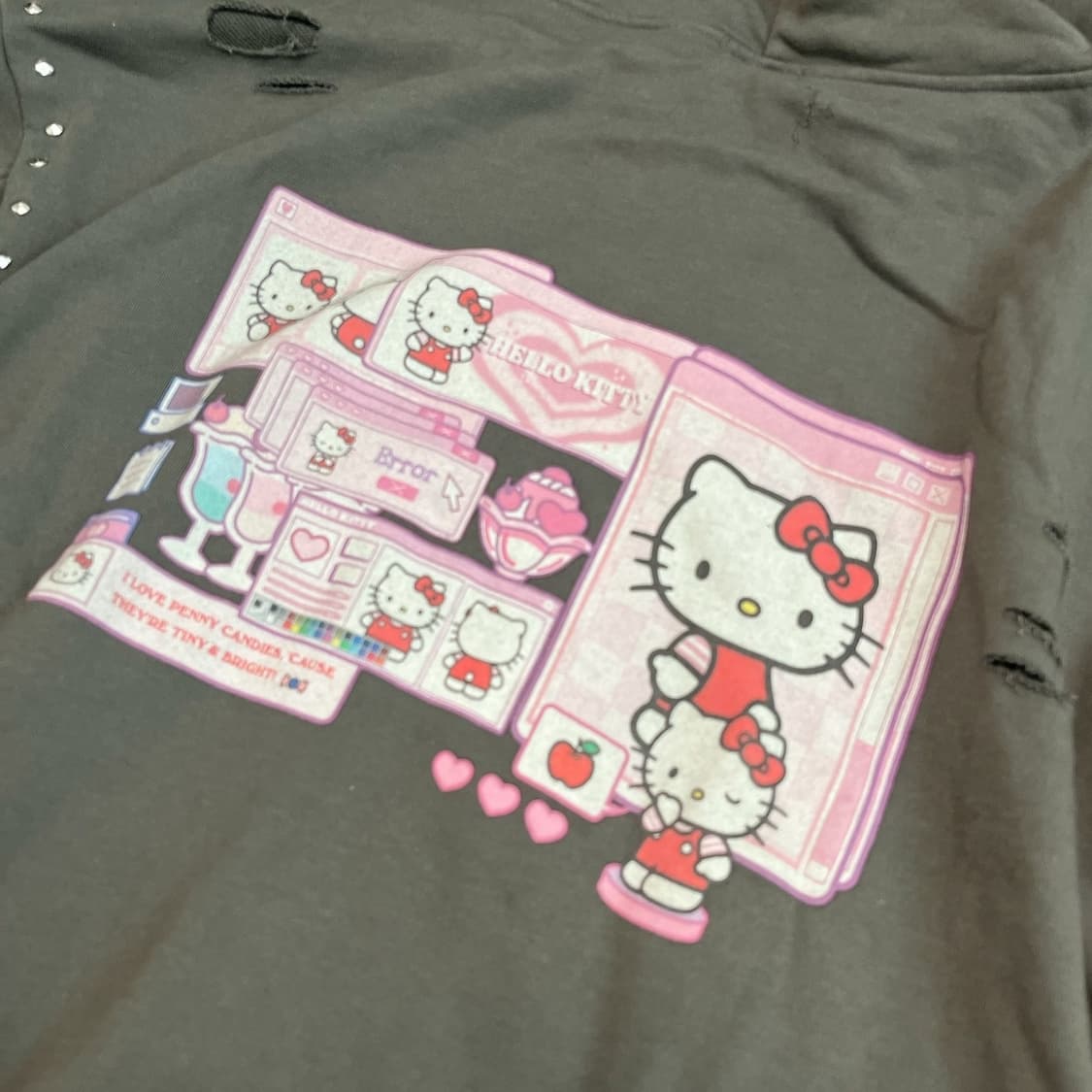 산리오 헬로 키티 Y2K 갸루 스터드 디스 후드 집업 상품이미지3