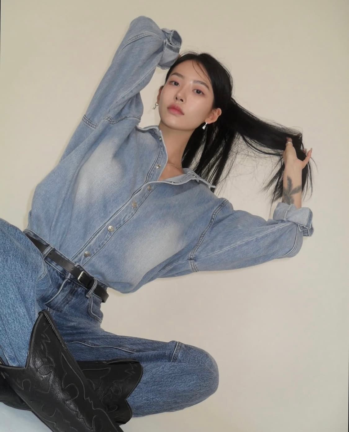 페일제이드 빈티지 데님 오버사이즈 셔츠 파인체리 상품이미지1