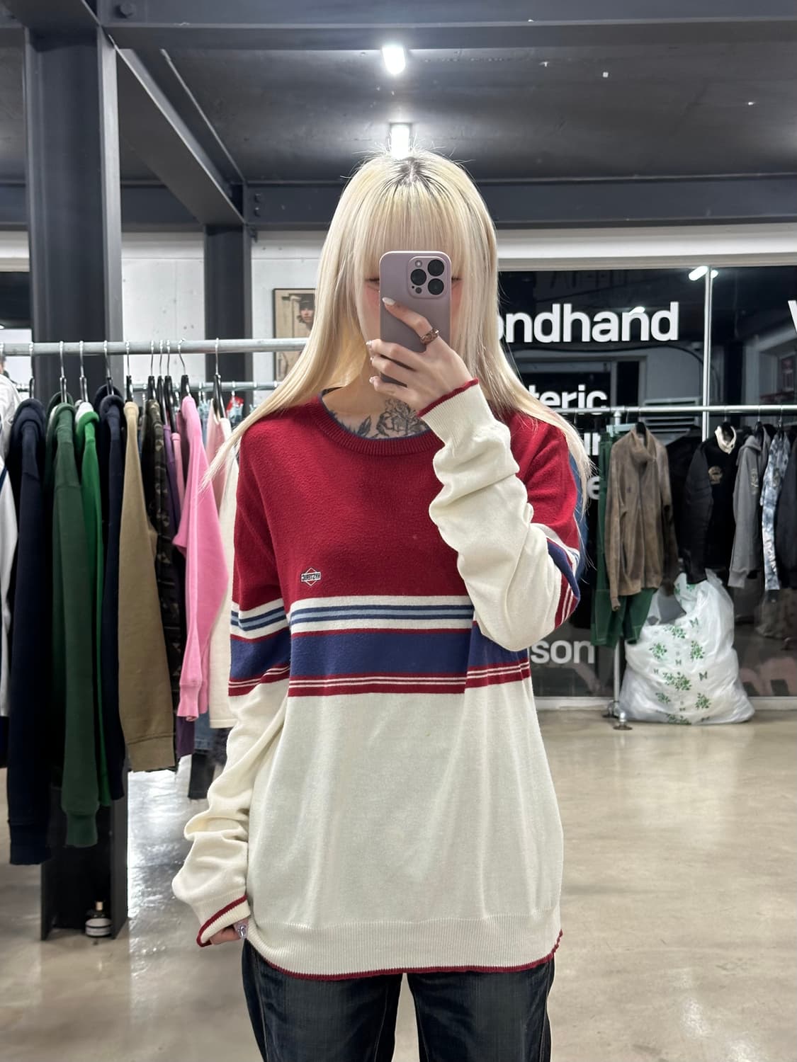 히스테릭글래머 스트라이프 니트 슬리브 상품이미지1