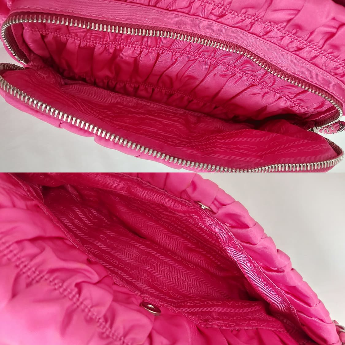 프라다 핑크 테수토 고프레 패브릭 은장 체인 숄더백 (정품) 상품이미지7