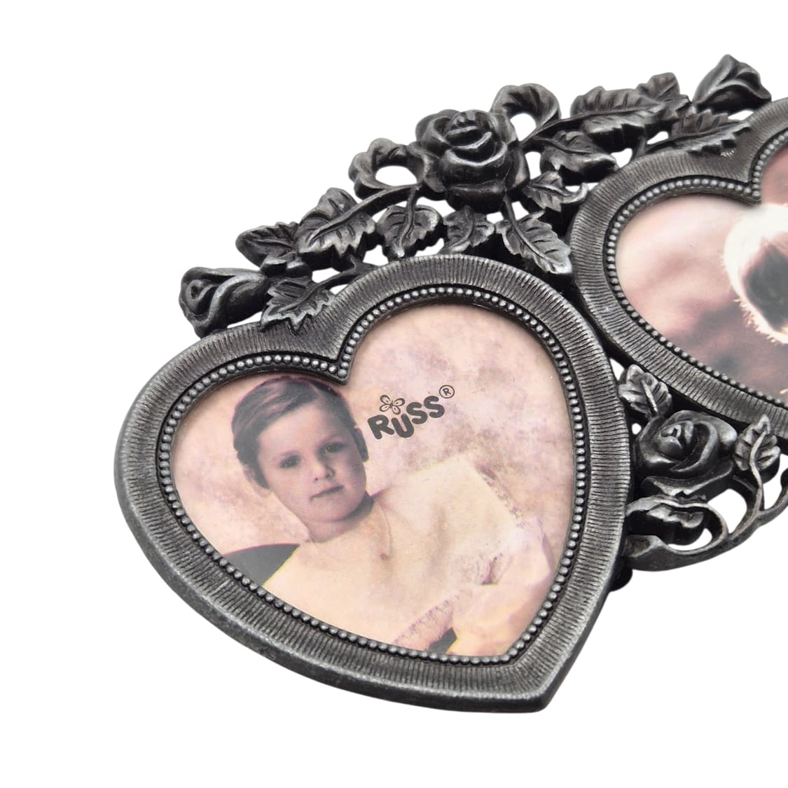 80s 미국 러스 하트&로즈 2구 주석 액자 상품이미지4