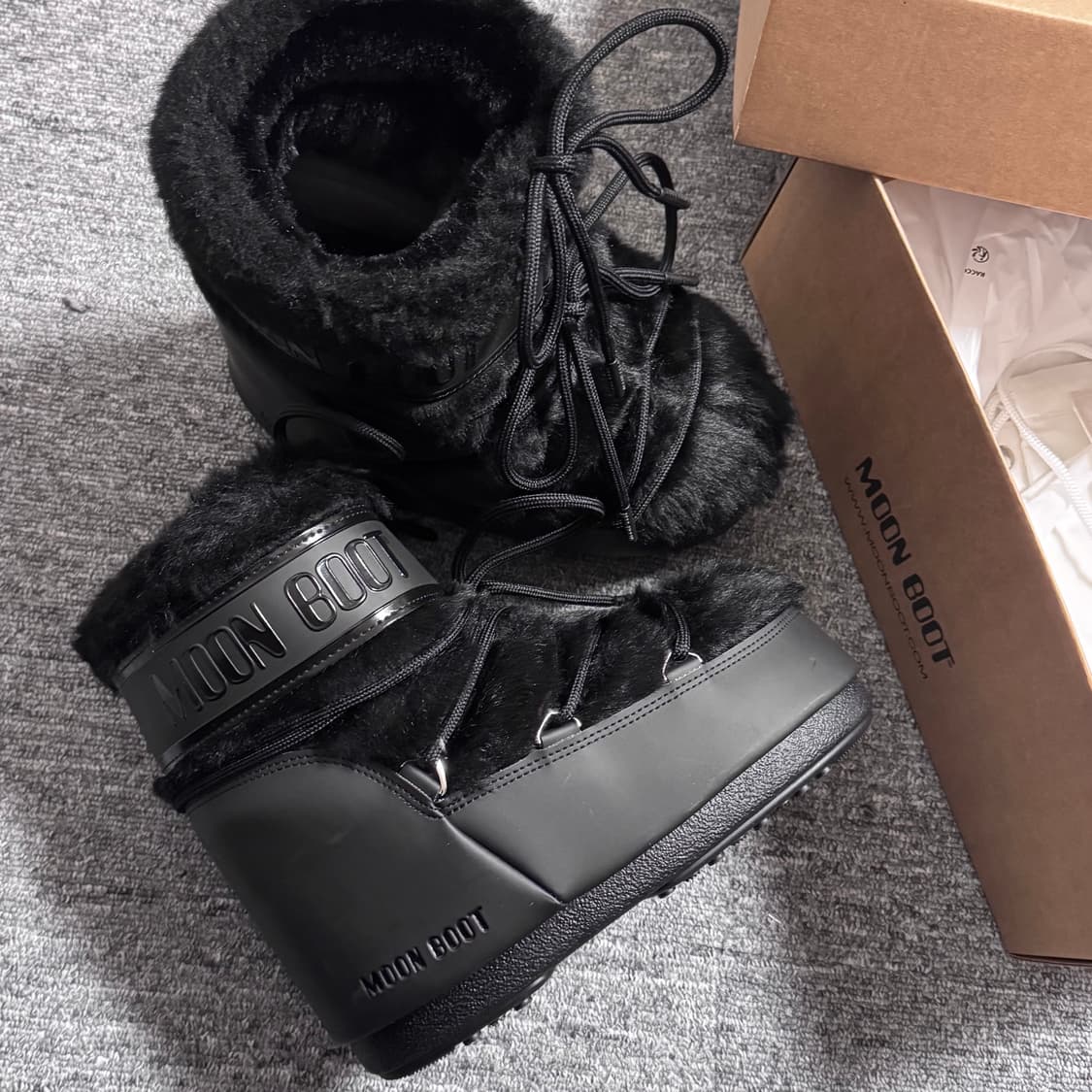 36-38 문부츠 아이콘 로우 폭스퍼 부츠 블랙 상품이미지3