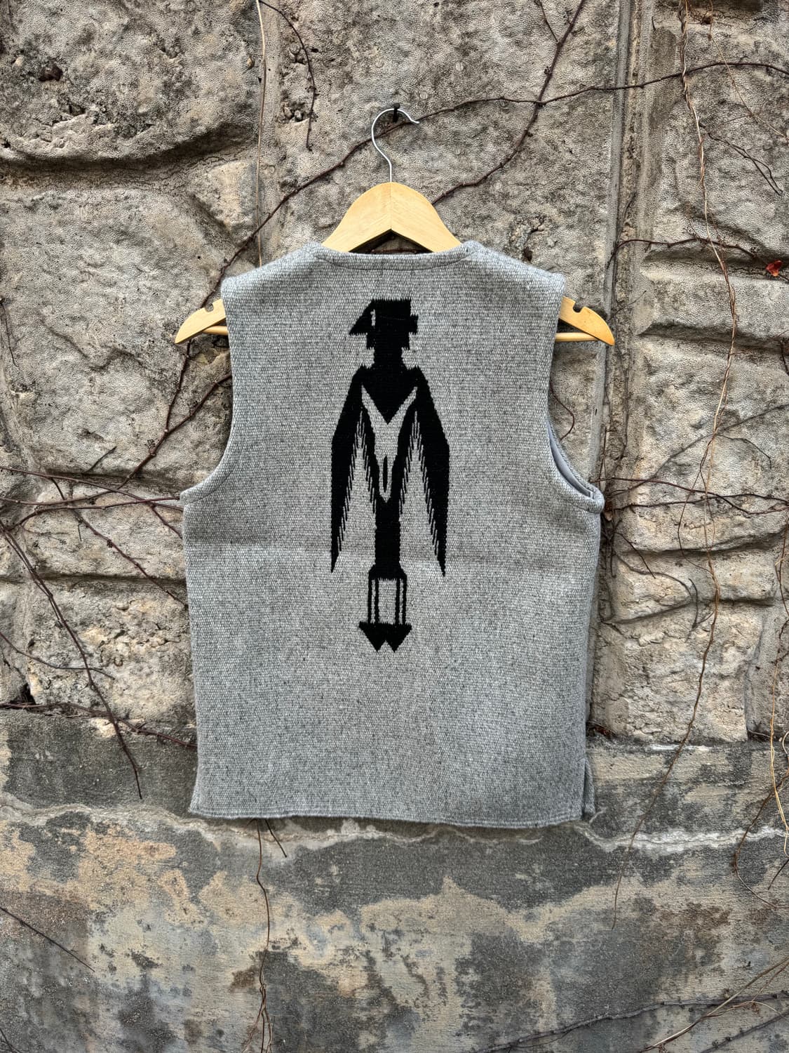 90s 오르테가 빈티지 핸드 우븐 울 썬더버드 별주 치마요 베스트 조끼 상품이미지1