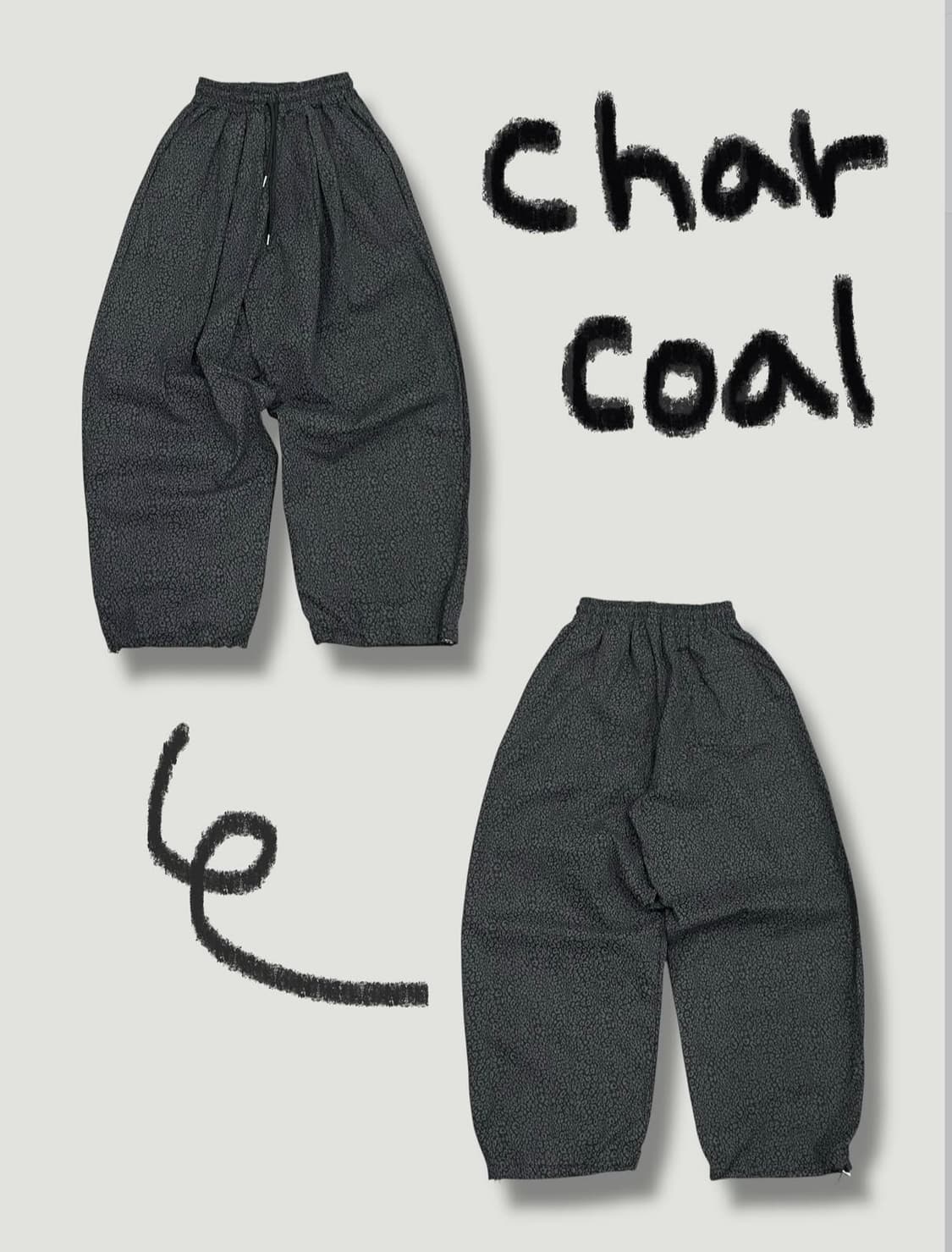 레오파드 스트링 벌룬팬츠 ( 차콜 )  상품이미지4