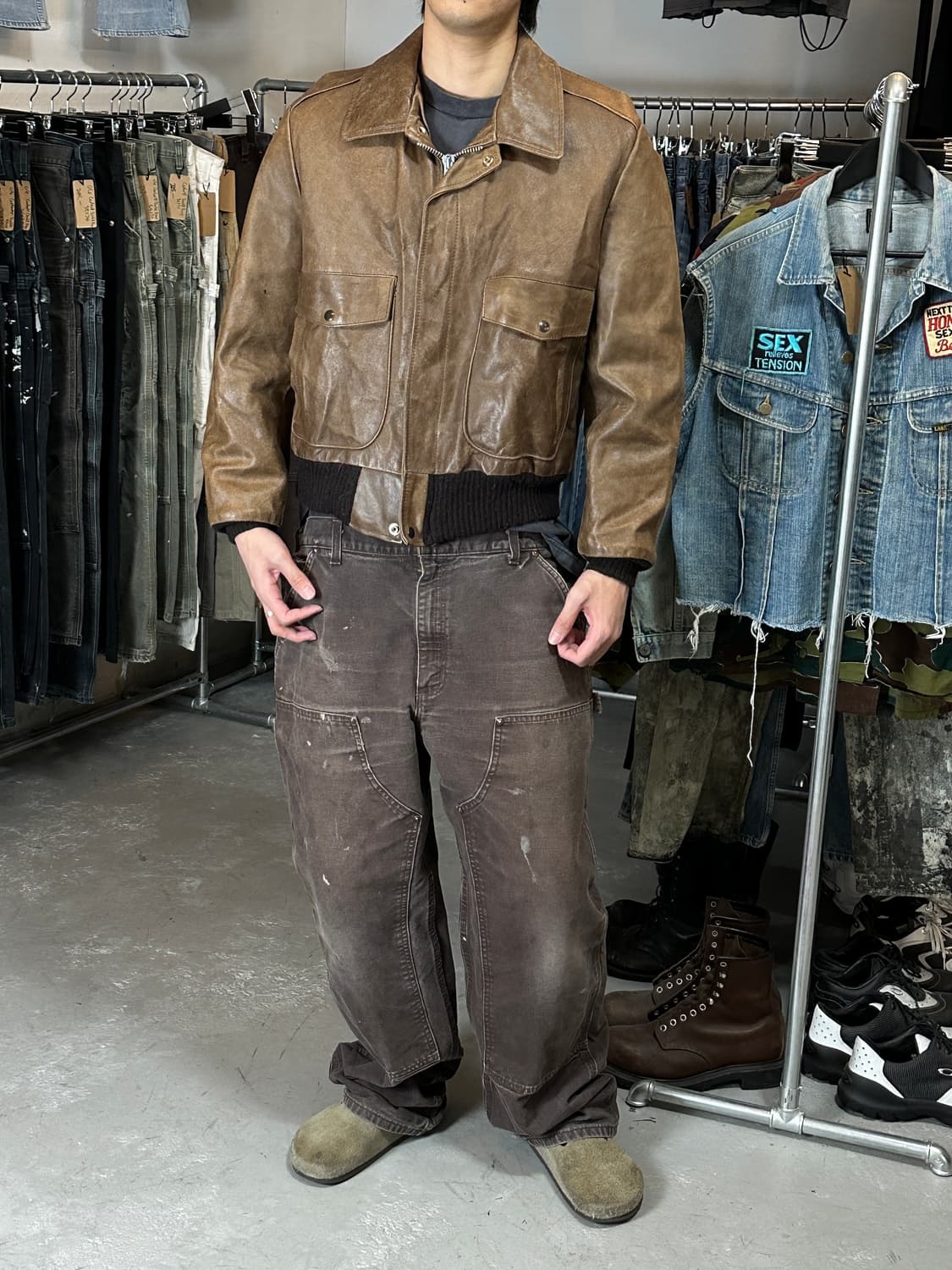 80's 시어스 레더 봄버 자켓 빈티지 A2 레더 자켓 상품이미지2