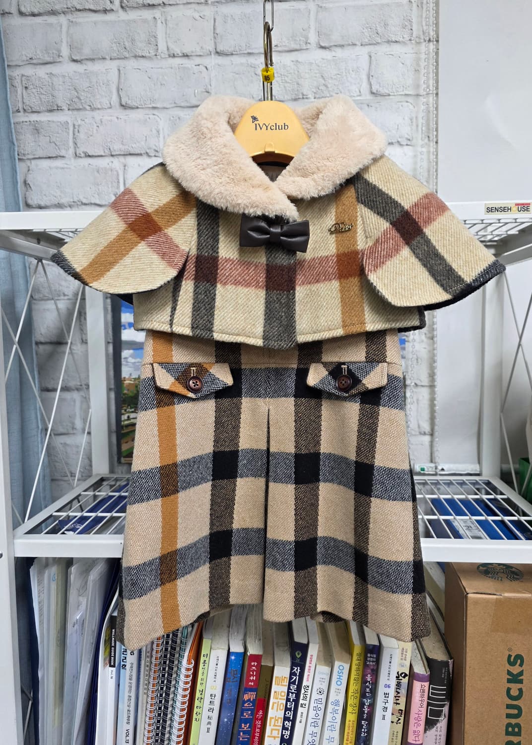 닥스 키즈 여아케이프 3Y 체크 원피스 케이프 세트 AD38 상품이미지1