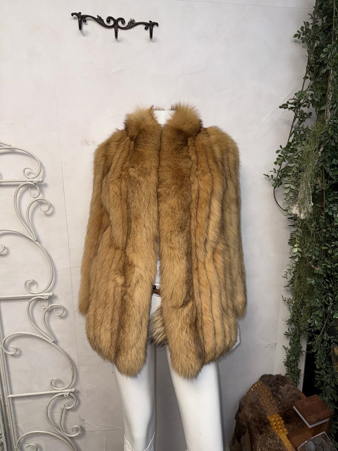 Beige brown fox fur coat jacket  상품이미지6