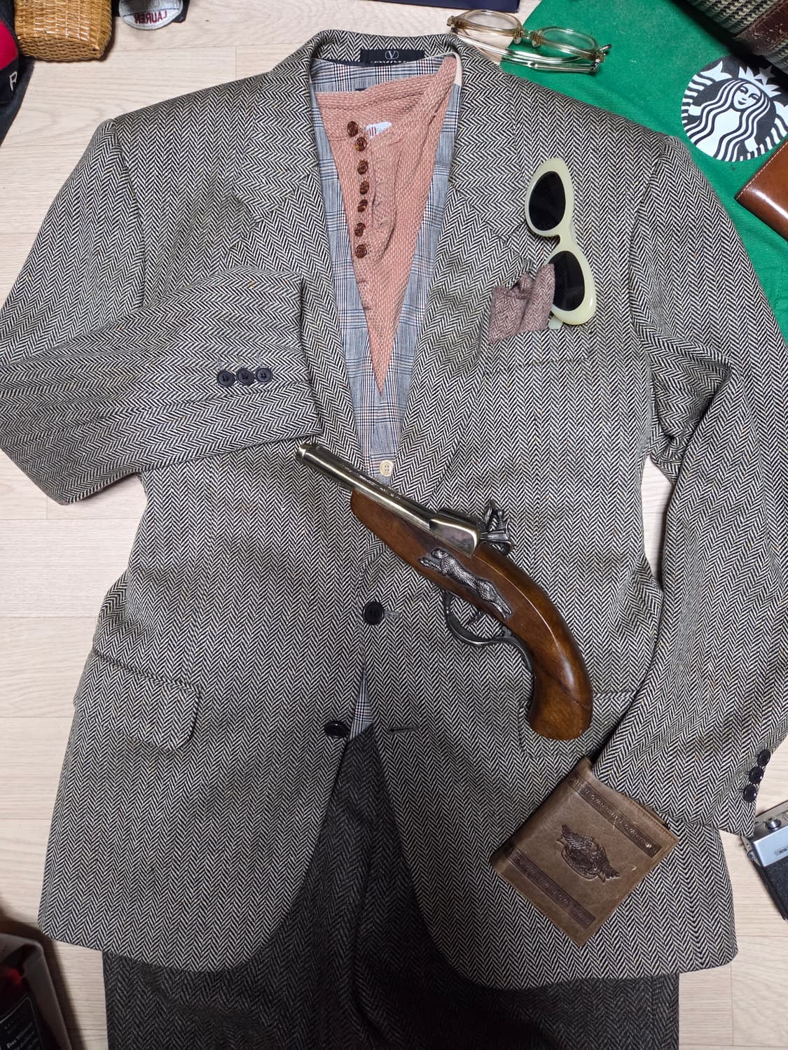 VALENTINO (로로피아나 캐시미어 100 ) 클래식 헤링본 자켓  상품이미지6