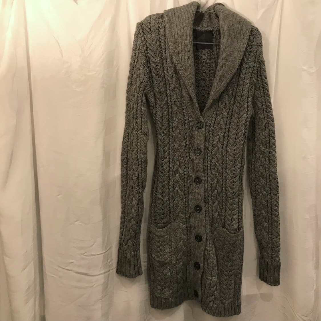 Moussy 마우지 알파카 오네갸루 숄카라 니트 롱가디건 상품이미지5