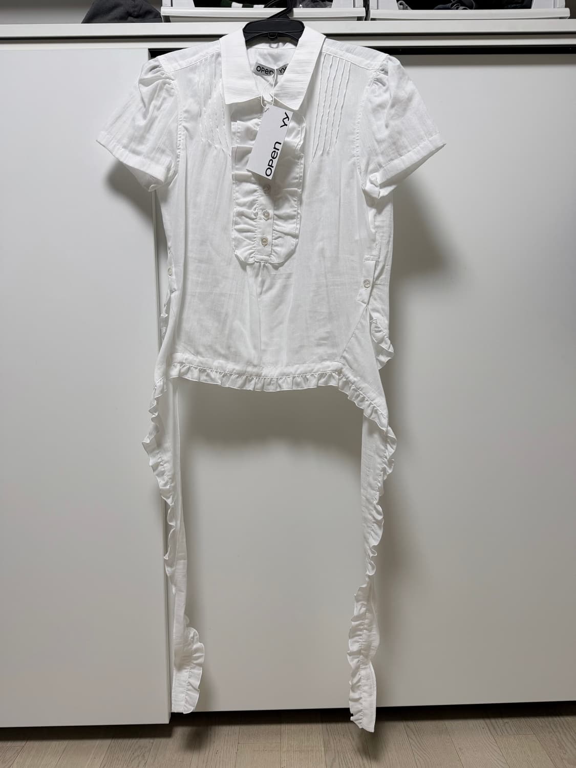 오픈와이와이 RUFFLE POLO SHIRT, White 상품이미지1