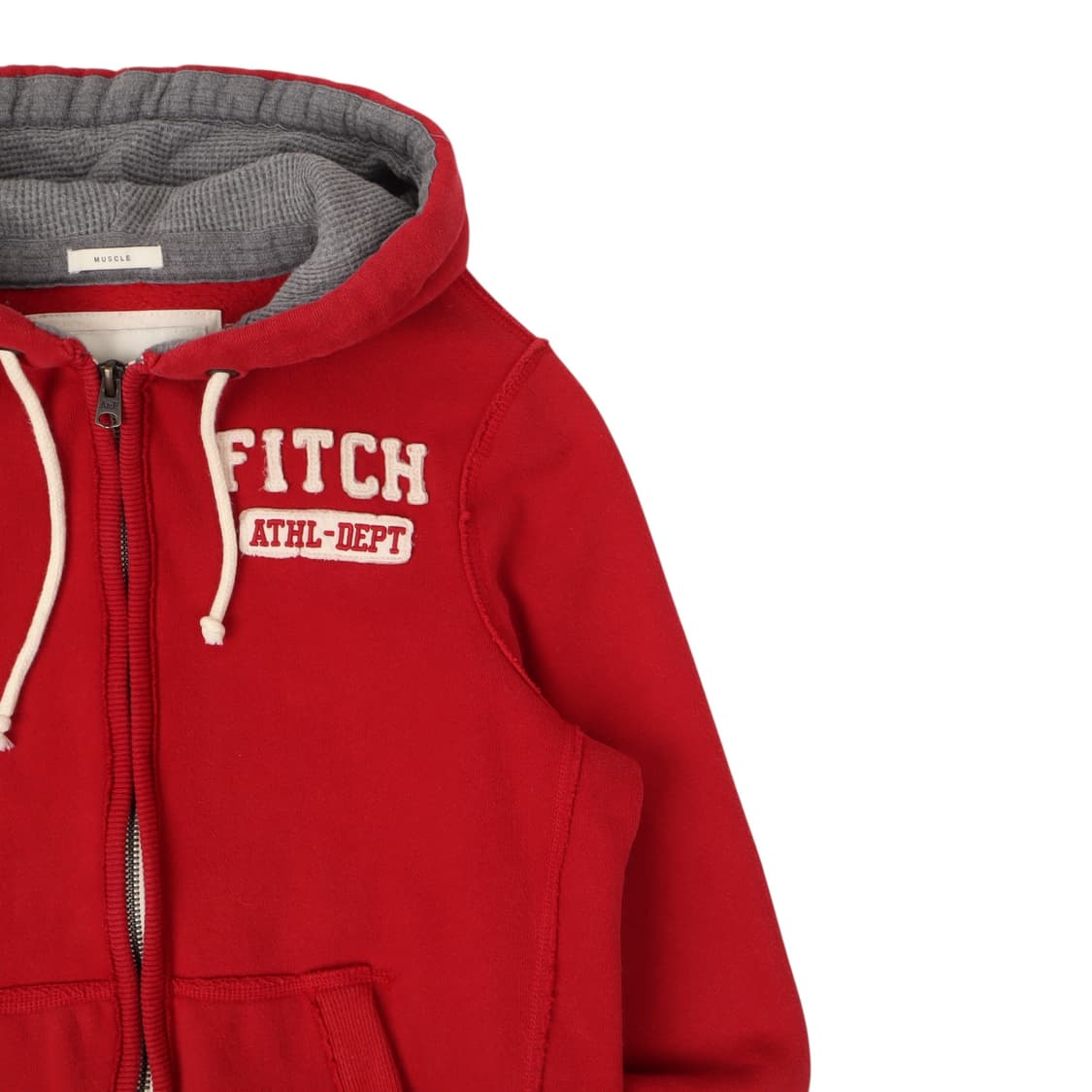 아베크롬비 레드 코튼 헤비 후드집업 상품이미지3