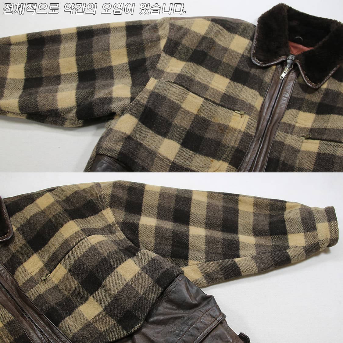 (착용컷) BOSTON 플란넬 체크 레더 자켓 (남성용 103) 상품이미지5
