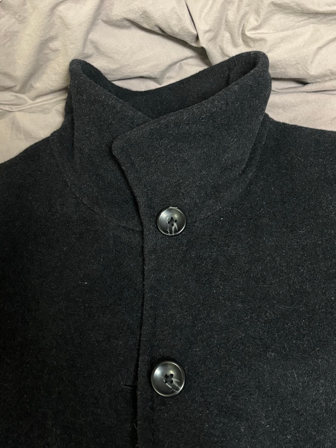 빈티지 미디 하이넥 코트 블랙 상품이미지5